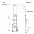 Panel prysznicowy Corsan Samsara S003 Termostat Czarna stal Wylewka Deszczownica LED