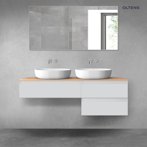 Oltens Vernal zestaw mebli łazienkowych 140 cm z blatem szary mat/dąb 68289700