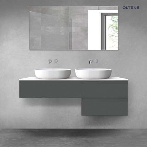 Oltens Vernal zestaw mebli łazienkowych 140 cm z blatem grafit mat/biały połysk 68290400