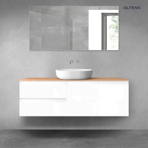 Oltens Vernal zestaw mebli łazienkowych 140 cm z blatem biały połysk/dąb 68272000