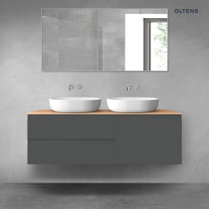 Oltens Vernal zestaw mebli łazienkowych 140 cm z blatem grafit mat/dąb 68293400