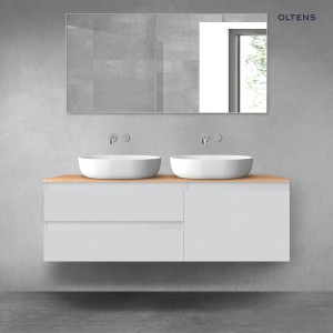 Oltens Vernal zestaw mebli łazienkowych 140 cm z blatem szary mat/dąb 68293700