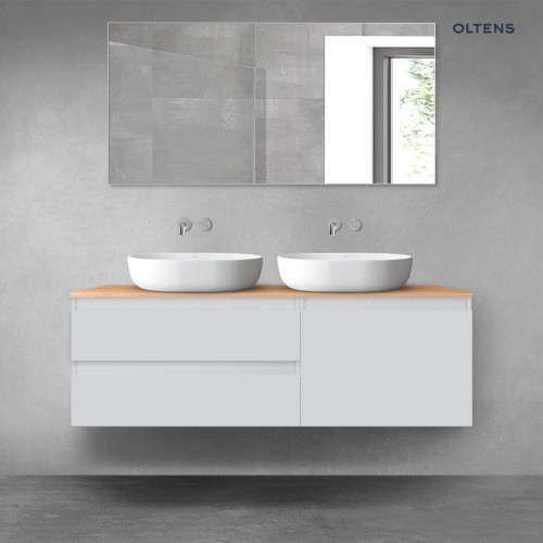 Oltens Vernal zestaw mebli łazienkowych 140 cm z blatem szary mat/dąb 68293700