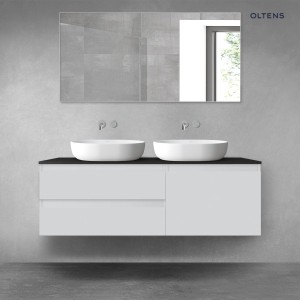 Oltens Vernal zestaw mebli łazienkowych 140 cm z blatem szary mat/czarny mat 68295700