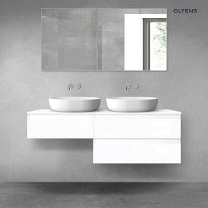 Oltens Vernal zestaw mebli łazienkowych 140 cm z blatem biały połysk 68324000
