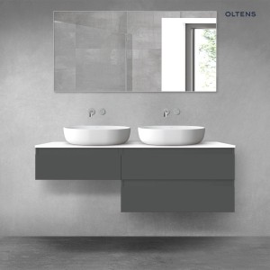 Oltens Vernal zestaw mebli łazienkowych 140 cm z blatem grafit mat/biały połysk 68326400