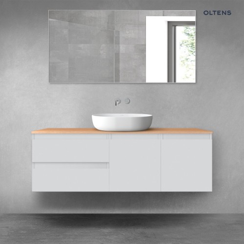 Oltens Vernal zestaw mebli łazienkowych 140 cm z blatem szary mat/dąb 68272700