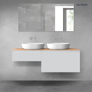 Oltens Vernal zestaw mebli łazienkowych 140 cm z blatem szary mat/dąb 68305700