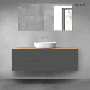 Oltens Vernal zestaw mebli łazienkowych 140 cm z blatem grafit mat/dąb 68273400