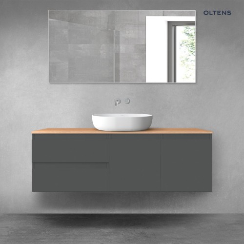 Oltens Vernal zestaw mebli łazienkowych 140 cm z blatem grafit mat/dąb 68273400