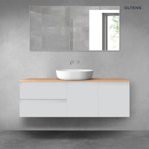 Oltens Vernal zestaw mebli łazienkowych 140 cm z blatem szary mat/dąb 68273700