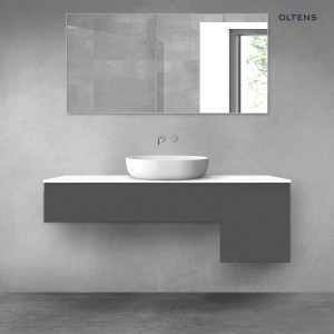 Oltens Vernal zestaw mebli łazienkowych 140 cm z blatem grafit mat/biały połysk 68284400