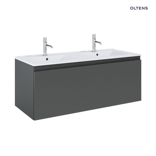 Oltens Vernal umywalka z szafką 120 cm biały połysk/grafit mat 68034400