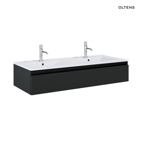 Oltens Vernal umywalka z szafką 120 cm biały połysk/czarny mat 68010300