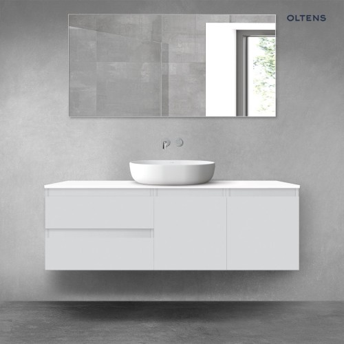 Oltens Vernal zestaw mebli łazienkowych 140 cm z blatem szary mat/biały połysk 68277700