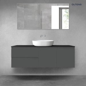 Oltens Vernal zestaw mebli łazienkowych 140 cm z blatem grafit mat/czarny mat 68278400