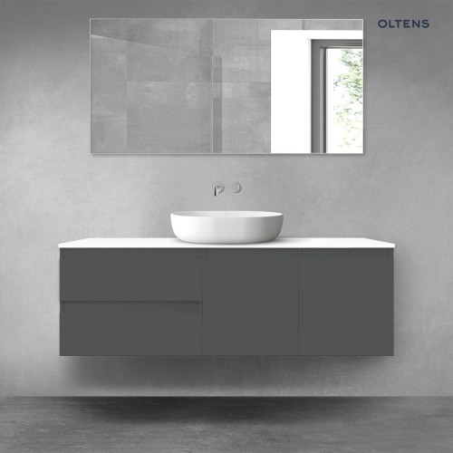 Oltens Vernal zestaw mebli łazienkowych 140 cm z blatem grafit mat/biały połysk 68279400