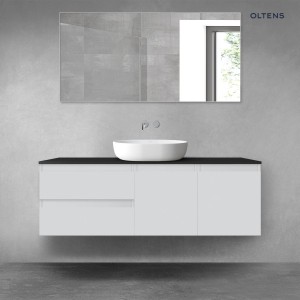 Oltens Vernal zestaw mebli łazienkowych 140 cm z blatem szary mat/czarny mat 68438700