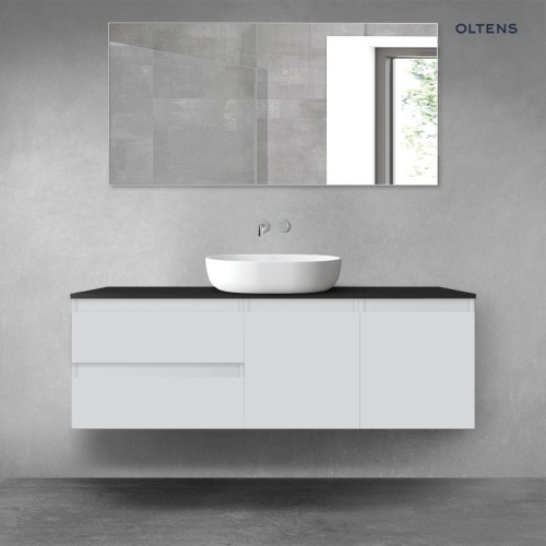 Oltens Vernal zestaw mebli łazienkowych 140 cm z blatem szary mat/czarny mat 68438700