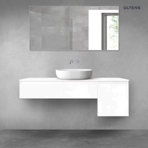 Oltens Vernal zestaw mebli łazienkowych 140 cm z blatem biały połysk 68280000