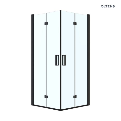 Oltens Byske kabina prysznicowa 80x80 cm kwadratowa czarny mat/szkło przezroczyste 20001300
