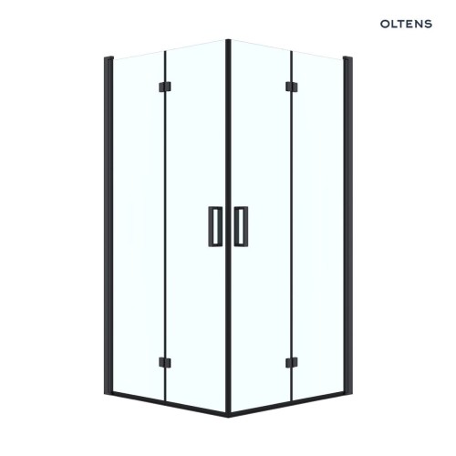 Oltens Byske kabina prysznicowa 90x90 cm kwadratowa czarny mat/szkło przezroczyste 20002300