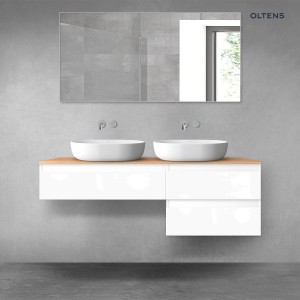 Oltens Vernal zestaw mebli łazienkowych 140 cm z blatem biały połysk/dąb 68289000