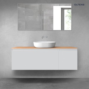 Oltens Vernal zestaw mebli łazienkowych 140 cm z blatem szary mat/dąb 68315700