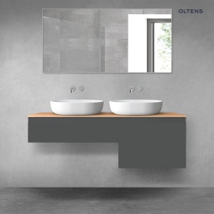 Oltens Vernal zestaw mebli łazienkowych 140 cm z blatem grafit mat/dąb 68309400