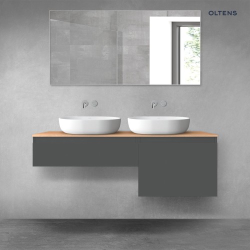 Oltens Vernal zestaw mebli łazienkowych 140 cm z blatem grafit mat/dąb 68309400