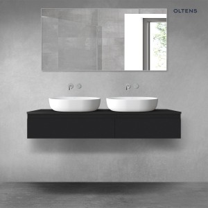 Oltens Vernal zestaw mebli łazienkowych 140 cm z blatem czarny mat 68320300