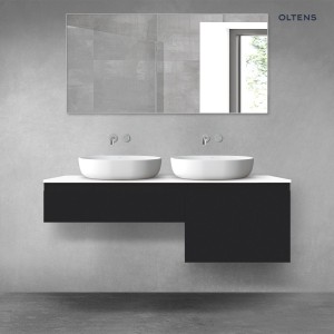Oltens Vernal zestaw mebli łazienkowych 140 cm z blatem czarny mat/biały połysk 68310300