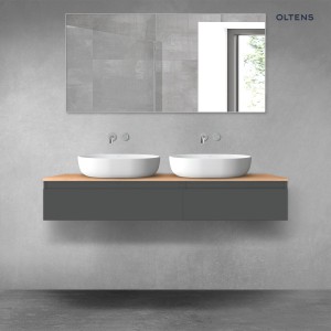 Oltens Vernal zestaw mebli łazienkowych 140 cm z blatem grafit mat/dąb 68321400