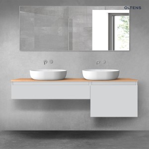 Oltens Vernal zestaw mebli łazienkowych 160 cm z blatem szary mat/dąb 68344700