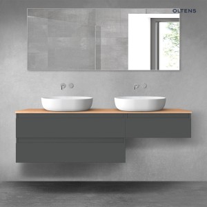 Oltens Vernal zestaw mebli łazienkowych 160 cm z blatem grafit mat/dąb 68348400