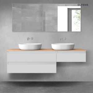 Oltens Vernal zestaw mebli łazienkowych 160 cm z blatem szary mat/dąb 68348700