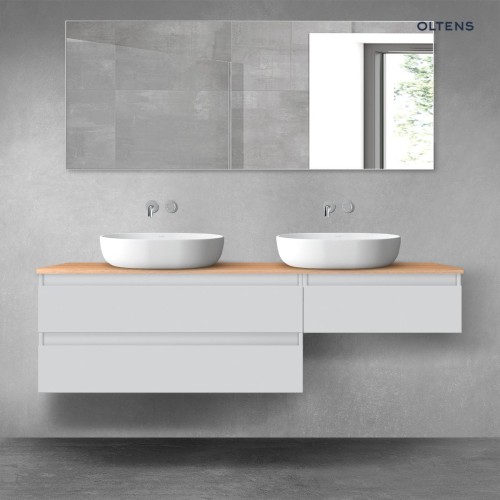 Oltens Vernal zestaw mebli łazienkowych 160 cm z blatem szary mat/dąb 68348700
