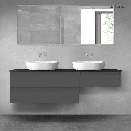 Oltens Vernal zestaw mebli łazienkowych 160 cm z blatem grafit mat/czarny mat 68350400