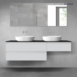 Oltens Vernal zestaw mebli łazienkowych 160 cm z blatem szary mat/czarny mat 68350700