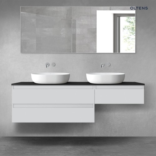 Oltens Vernal zestaw mebli łazienkowych 160 cm z blatem szary mat/czarny mat 68350700
