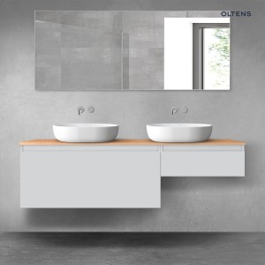 Oltens Vernal zestaw mebli łazienkowych 160 cm z blatem szary mat/dąb 68352700