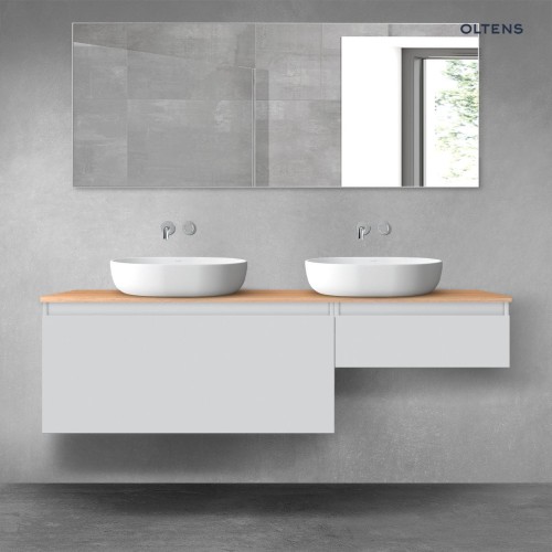 Oltens Vernal zestaw mebli łazienkowych 160 cm z blatem szary mat/dąb 68352700