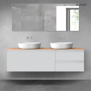 Oltens Vernal zestaw mebli łazienkowych 160 cm z blatem szary mat/dąb 68440700