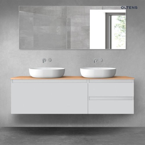 Oltens Vernal zestaw mebli łazienkowych 160 cm z blatem szary mat/dąb 68440700