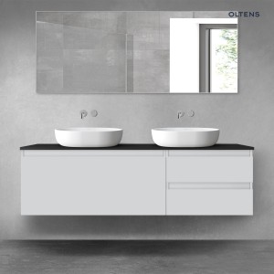 Oltens Vernal zestaw mebli łazienkowych 160 cm z blatem szary mat/czarny mat 68442700