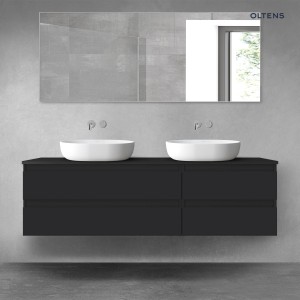Oltens Vernal zestaw mebli łazienkowych 160 cm z blatem czarny mat 68335300