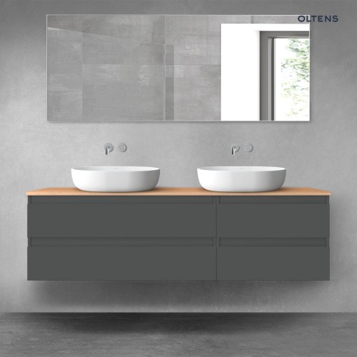 Oltens Vernal zestaw mebli łazienkowych 160 cm z blatem grafit mat/dąb 68336400