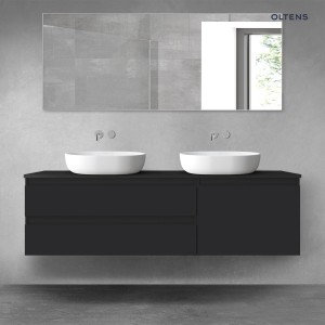 Oltens Vernal zestaw mebli łazienkowych 160 cm z blatem czarny mat 68339300