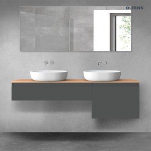 Oltens Vernal zestaw mebli łazienkowych 160 cm z blatem grafit mat/dąb 68344400