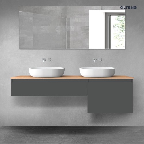 Oltens Vernal zestaw mebli łazienkowych 160 cm z blatem grafit mat/dąb 68344400